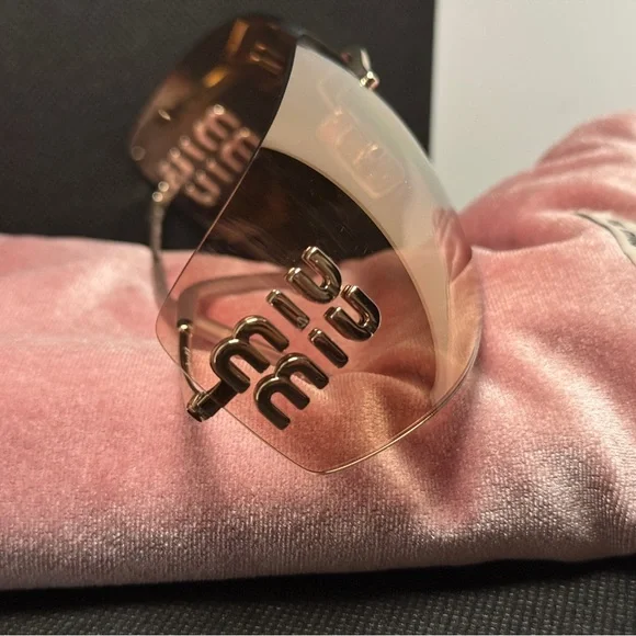 Miu Miu Rimless Sunglasses with Pink Lenses and Gold Hardware - Picture 11 of 11